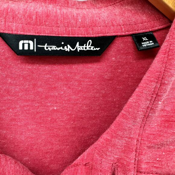 Travis Mathew Polo Shirt Mens XL Pink Short Sleeve Golf Mesh Knit - Picture 2 of 7